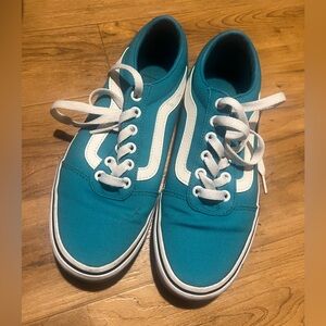 Teal and White Vans